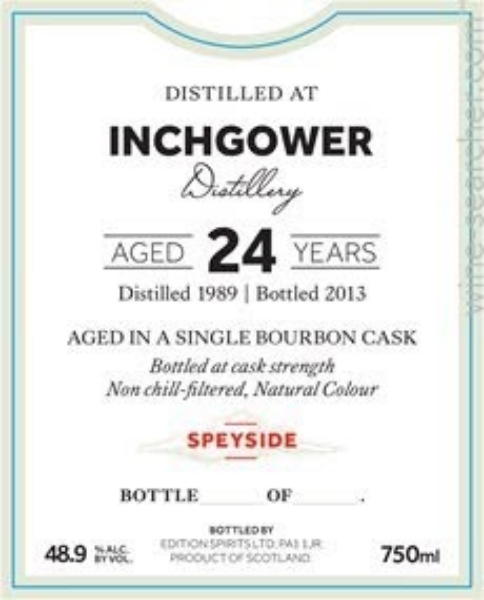 Picture of First Edition 1989 Inchgower 24 yr Cask Strength Whiskey 750ml
