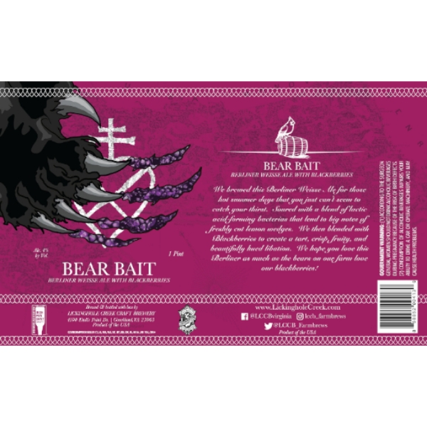 Picture of LCCB - Bear Bait Berliner Weisse Ale 4pk can
