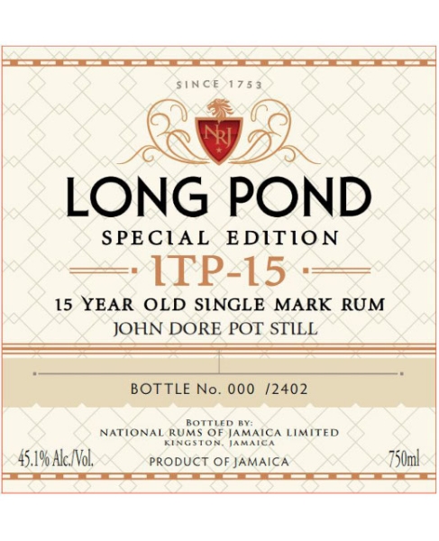 Picture of Long Pond Distillery 15 yr 'John Dore' Pot Still Rum 750ml
