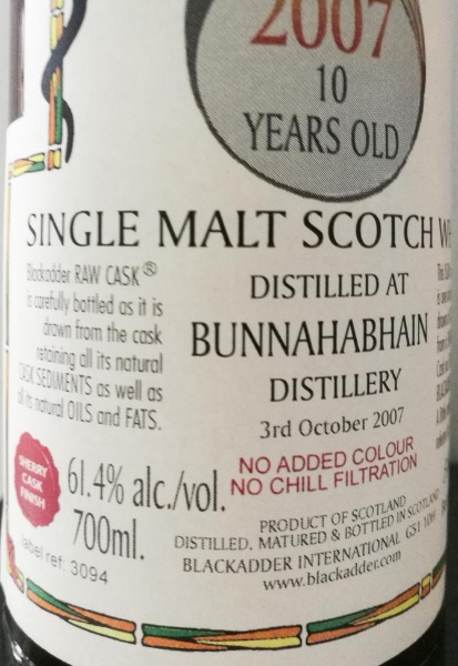 Blackadder 10 yr Bunnahabhain 2007 Whiskey 750ml