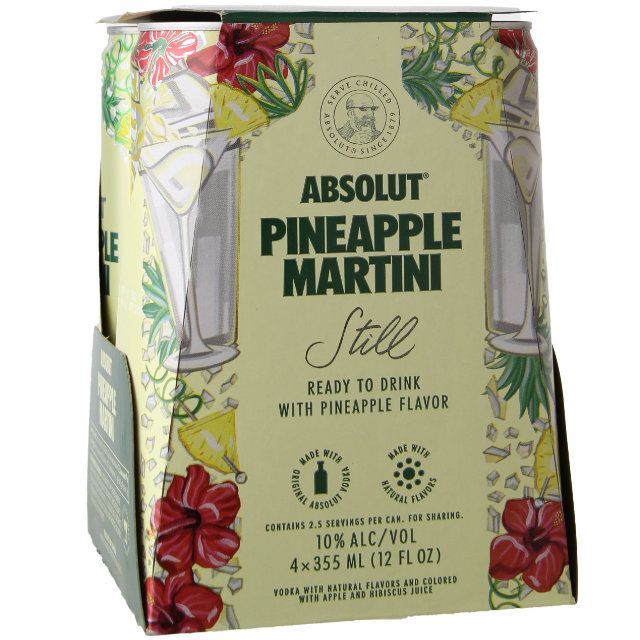Absolut Pineapple Martini RTD Cocktail 4pk. MacArthur Beverages