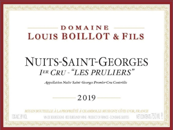 Picture of 2019 Louis Boillot - Nuits St. Georges Pruliers (pre arrival)