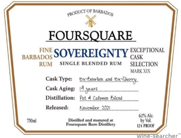 Picture of Foursquare Mark XIX "Sovereignty" Single Blended Rum 750ml