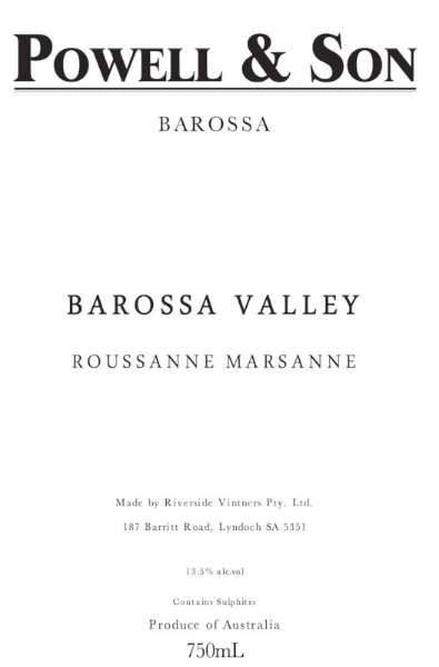 Powell & Son Roussanne-Marsanne label