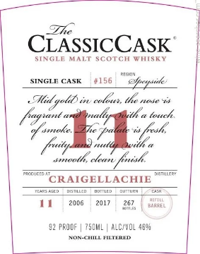 Picture of Craigellachie Classic Cask 11 yr  (dist. 2006) Whiskey 750ml