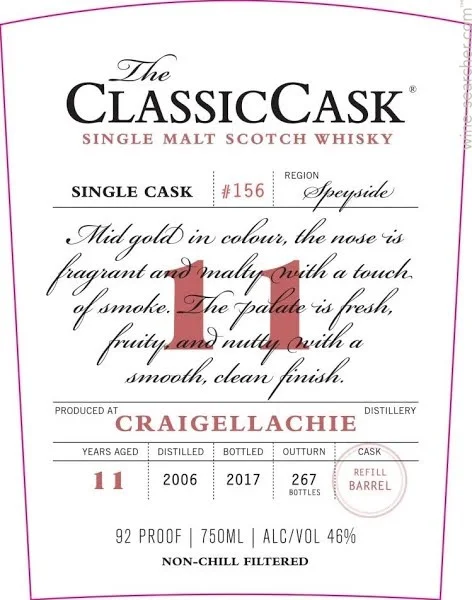 Picture of The Classic Cask 11 yr Craigellachie (dist. 2006) Whiskey 750ml