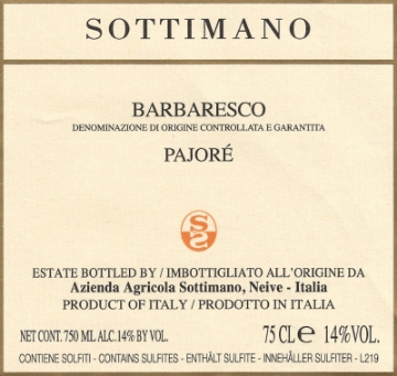Sottimano Barbaresco Pajore label