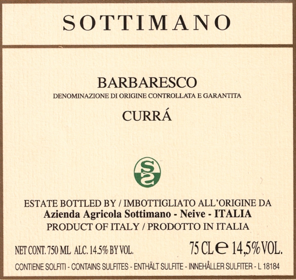 Sottimano Barbaresco Curra label