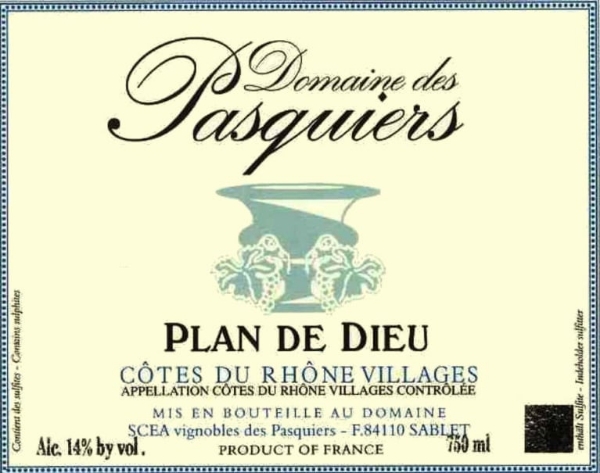 Picture of 2021 Domaine des Pasquiers - Cotes du Rhone Villages Plan de Dieu