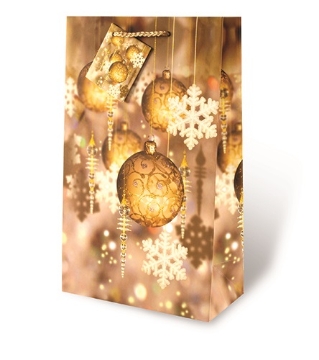 Picture of Gift Bag - 2bottle Festive Holiday Gold Ornament