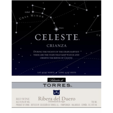 Picture of 2018 Torres - Tempranillo Ribera del Duero Celeste Crianza