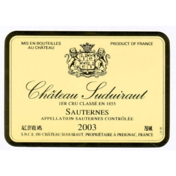 Picture of 2003 Chateau Suduiraut - Sauternes HALF BOTTLE (PRE ARRIVAL) (375ml)