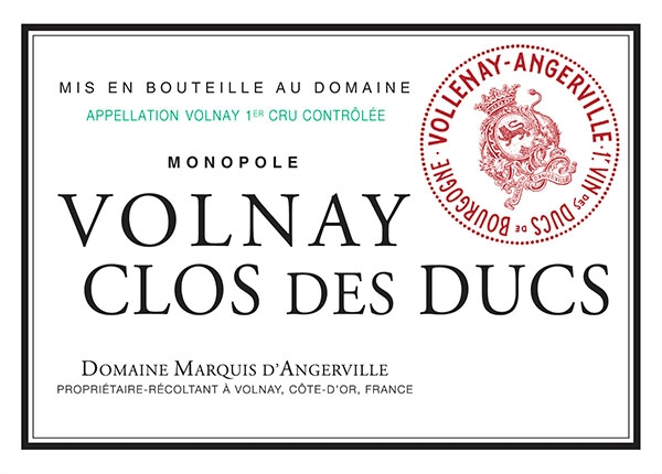 Marquis d'Angerville Volnay Clos des Ducs label