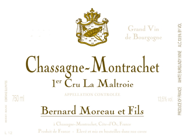 Bernard Moreau Chassagne Montrachet 1er Cru La Maltroie label