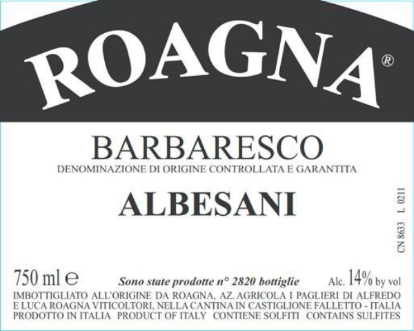Picture of 2017 Roagna - Barbaresco Albesani