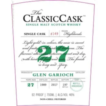 Picture of Glen Garioch The Classic Cask 27 yr (dist.1989) Single Malt Whiskey 750ml