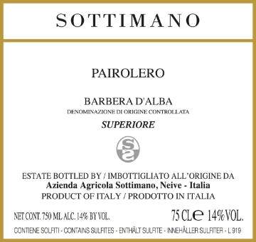 Picture of 2021 Sottimano - Barbera d'Alba Pairolero