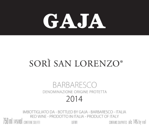 Picture of 2014 Gaja - Barbaresco Sori San Lorenzo