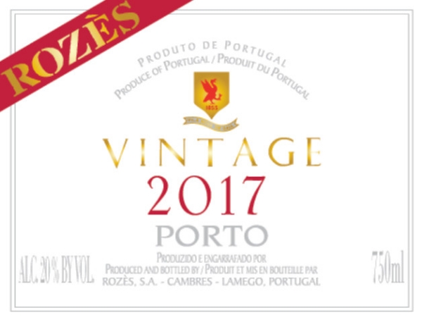 Rozes 2017 Vintage Porto label
