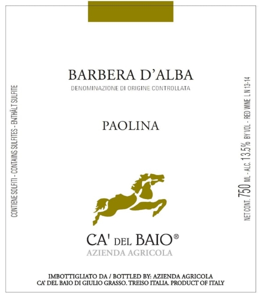 Picture of 2022 Ca del Baio - Barbera d'Alba Paolina
