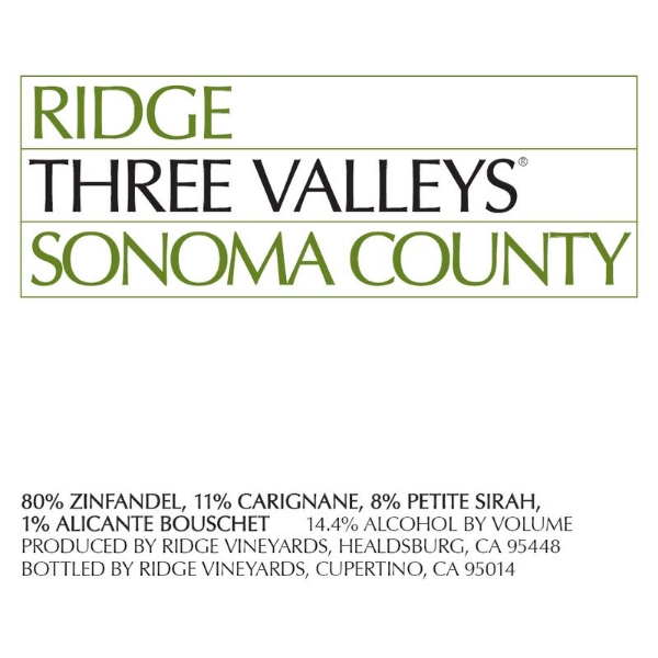 Picture of 2021 Ridge - Zinfandel California Three Valleys
