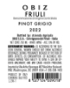 Obiz Pinot Grigio back label
