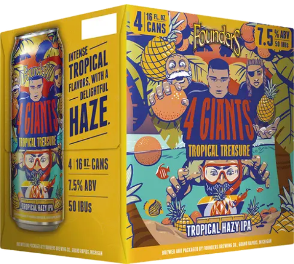 Founders - 4 Giants Tropical Treasure Hazy IPA 4pk