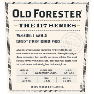 Picture of Old Forester The 117 Series Warehouse I Barrels Bourbon Whiskey 375ml