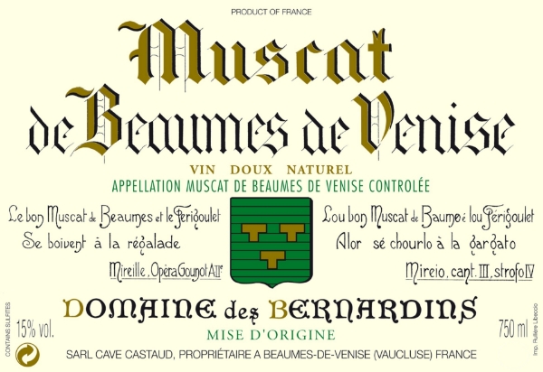 Picture of 2024 Domaine des Bernardins - Muscat Beaumes de Venise HALF BOTTLE (375ml)