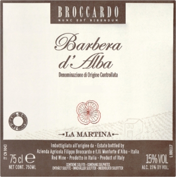 Broccardo Barbera d'Alba label