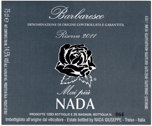 Giuseppe Nada Barbaresco Riserva Mai Piu label